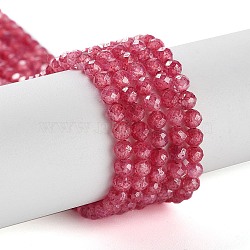 Cubic Zirconia Bead Strands, Faceted Rondelle, Red, 3mm, Hole: 0.6mm, about 131pcs/strand, 15.16 inch(38.5cm)(ZIRC-C006-01B-01)
