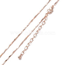 Brass Bar Link Chain Necklaces, Long-Lasting Plated, Real Rose Gold Plated, 16.14 inch(41cm)(NJEW-K123-04RG)