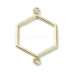 Rack Plating Alloy Links Connector Charms, Hexagon, Golden, 25x16.5x1.5mm, Hole: 1.5mm(PALLOY-K023-04G)