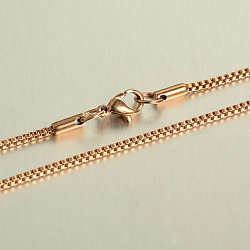 304 Stainless Steel Box Chain Necklaces Necklaces, with Lobster Claw Clasps, Rose Gold, 23.6 inch(60cm)(X-NJEW-L353-15)