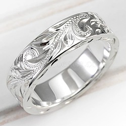 Sculptured Vine Pattern Brass Finger Rings for Women, Platinum, US Size 8(18.1mm)(FS-WGD177A-02)