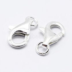 925 Sterling Silver Lobster Claw Clasps, Carved 925, Platinum, 15.5mm, Hole: 2mm(X-STER-K167-074D-P)
