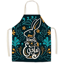 Cute Easter Rabbit Pattern Polyester Sleeveless Apron, with Double Shoulder Belt, for Household Cleaning Cooking, Teal, 470x380mm(PW-WG98916-24)