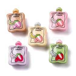 Cartoon Opaque Resin Decoden Cabochons, Strawberry Drinking, Mixed Color, 18.5x13.5x6mm(CRES-M038-01)