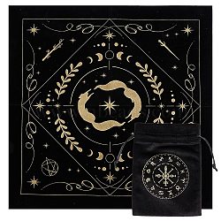 1Pc Square Velvet Tarot Tablecloth for Divination, Tarot Card Pad, Pendulum Tablecloth, and 1Pc Cloth Packing Pouches Drawstring Bags, Fox Pattern, 495x490x0.5mm(AJEW-CN0001-60A)
