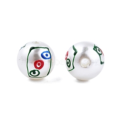 Mahjong Theme ABS Plastic Imitation Pearl Enamel Beads, Round, Three of Dots, 11.5~12mm, Hole: 2mm(KY-G020-04D)