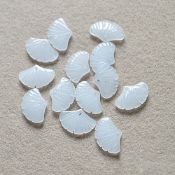 Natural White Jade Pendants, Ginkgo Leaf Charms, 15x19x3~4mm(G-NH0006-01B)