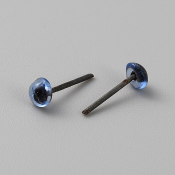 Glass Craft Needle Felting Eyes, with Iron Pins, Doll Making Accessories, Half Round, Marine Blue, 8x4mm