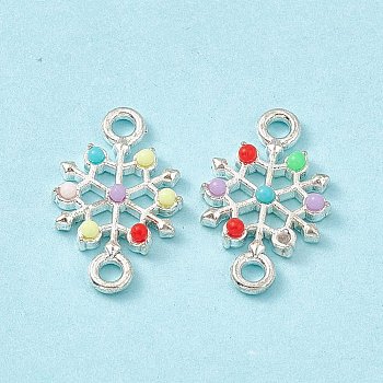 Alloy Connector Charms, with  Synthetic Turquoise, Snowflake, Silver, 18.5x11.5x2.5mm, Hole: 2mm