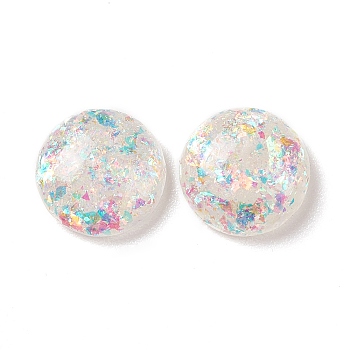 Resin Imitation Opal Cabochons, Flat Back Round, Clear, 8x2.5mm