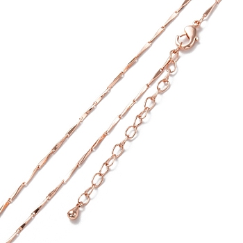 Brass Bar Link Chain Necklaces, Long-Lasting Plated, Real Rose Gold Plated, 16.14 inch(41cm)