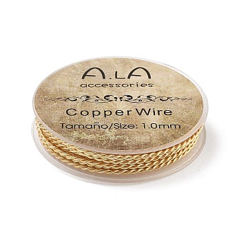 2-Ply Copper Wire, Twisted Round, Real 14K Gold Plated, 2mm, about 8.20 Feet(2.5m)/Roll