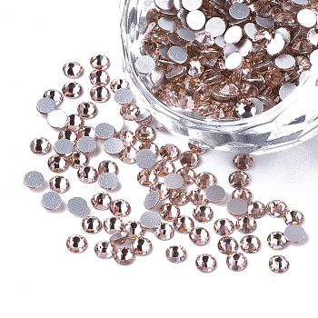 Glass Flat Back Rhinestone Cabochons, Back Plated, Faceted Half Round, Light Amethyst, SS12, 3~3.2x1.5mm, about 1440pcs/bag