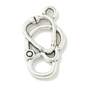 Tibetan Style Alloy Pendants, Lead Free & Cadmium Free, Stethoscope, Antique Silver, 22.5x12.5x2.5mm, Hole: 2mm