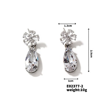 Shiny Flower Stud Earrings with American Style and Personality, Golden, 39x13x1mm