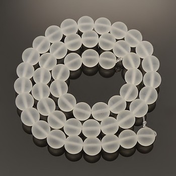 Frosted Transparent Round Glass Beads Strands, Clear, 8mm, Hole: 1mm, about 50pcs/strand, 15.3 inch