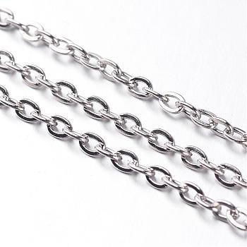 Iron Cable Chains, Unwelded, Oval, with Spool, Popular for Jewelry Making, Important Decoration, Platinum,3x2x0.6mm, about 328.08 Feet(100m)/roll