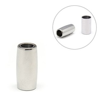 Stainless Steel Magnetic Clasps with Glue-in Ends, Column, Stainless Steel Color, 18x10mm, Hole: 6mm