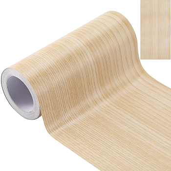 Wood Grain Pattern PVC Self-Adhesive Tapes, Veneer Edge Banding, Cornsilk, 150x0.1mm, 10m/roll