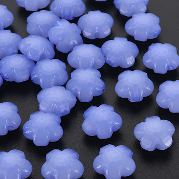Imitation Jelly Acrylic Beads, Flower, Faceted, Medium Slate Blue, 17x17.5x10mm, Hole: 2mm, about 340pcs/500g