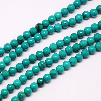 Natural Magnesite Beads Strands, Dyed, Round, Turquoise, 12mm, Hole: 1mm, about 35pcs/strand, 15.74 inch