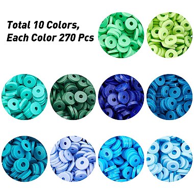 SUNNYCLUE 2700Pcs 10 Colors Flat Round Handmade Polymer Clay Beads(CLAY-SC0001-33C)-4