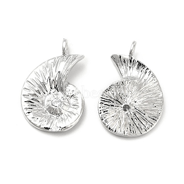 Real Platinum Plated Clear Shell Brass+Cubic Zirconia Pendants