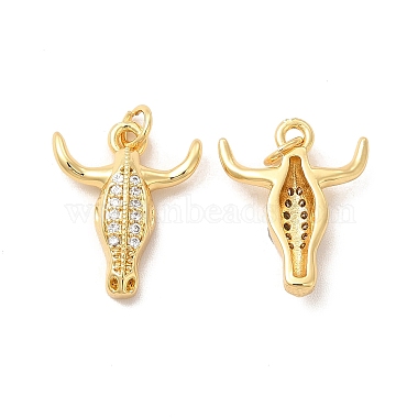 Real 18K Gold Plated Clear Cattle Brass+Cubic Zirconia Pendants