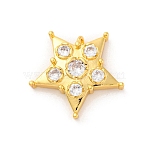 Brass Micro Pave Cubic Zirconia Pendants, Long-Lasting Plated, Lead Free & Cadmium Free, Gold, Pentacle, Clear, 19x19.5x4mm, Hole: 1.2mm(KK-U033-06G-01)