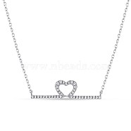 TINYSAND Heart To Heart 925 Sterling Silver Cubic Zirconia Pendant Necklaces, Silver, 16.3 inch(TS-N314-S)