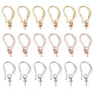 9 Pairs 3 Colors Brass Earring Hooks, for Half Drilled Beads, Mixed Color, 20x2.7mm, 20 Gauge, Pin: 0.8mm, Bail: 6x2.7mm, Pin: 0.7mm, 3 colors, 3pairs/color, 9pairs/box(sgKK-ZZ0001-02)