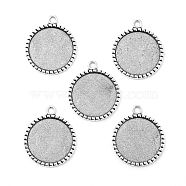 Tibetan Style Antique Silver Alloy Flat Round Pendant Cabochon Settings, Cadmium Free & Lead Free, Tray: 25mm, 35x30x2mm, Hole: 2mm, about 243pcs/1000g(TIBEP-M022-38AS)