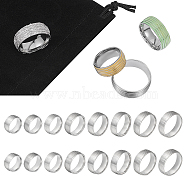 18Pcs 9 Size 201 Stainless Steel Grooved Finger Ring Settings, Ring Core Blank for Enamel, Stainless Steel Color, US Size 5~13(15.7~22.2mm), Groove: 0.9mm, 2Pcs/size(STAS-UN0049-59)