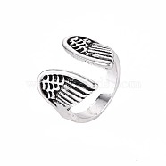 Vintage Wing Cuff Finger Rings for Women, Rack Plating Alloy Open Rings , Antique Silver, US Size 6 3/4(17mm)(RJEW-S038-196)