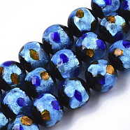 Handmade Silver Foil Lampwork Beads Strands, Round, Royal Blue, 11.5~12.5x11~12mm, Hole: 1mm, about 40pcs/Strand, 17.72 inch(FOIL-T003-002C)