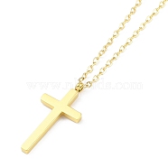 Ion Plating(IP) 304 Stainless Steel Cable Chain Religion Cross Pendant Necklaces for Women, Golden, 17.52 inch(44.5cm)(NJEW-K276-05A-G)