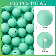100Pcs Silicone Beads Round Rubber Bead 15MM Loose Spacer Beads for DIY Supplies Jewelry Keychain Making, Medium Aquamarine, 15mm(JX456A)