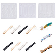 Boutigem 3Pcs 3 Style Silicone Molds, For DIY Cake Decoration, with 3 Sets 3 Style Zinc Alloy Alligator Hair Clips, for DIY Making, Mixed Color, Silicone Molds: 3pcs/bag, Alligator Hair Clips: 3set/bag(DIY-BG0001-09)