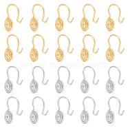 32Pcs 2 Colors 304 Stainless Steel Vortex Cuff Earrings, Wire Wrap Non Piercing Earrings for Women, Golden & Stainless Steel Color, 14.5x7.5mm, Pin: 0.8mm, 16pcs/color(FIND-UN0001-26)