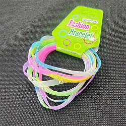 10Pcs 10 Colors Luminous Elastic Silicone Wristbands, Stretch Bracelets for Boys Girls, Glow in the Dark, Mixed Color, Inner Diameter: 2-3/8 inch(6cm), 1pc/color(FS-WG75BF8-01)