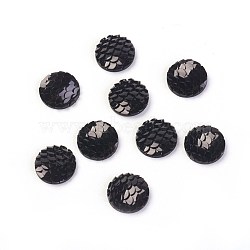 Resin Cabochons, Flat Round with Mermaid Fish Scale, Black, 12x3mm(X-CRES-Q191-HA023-10)