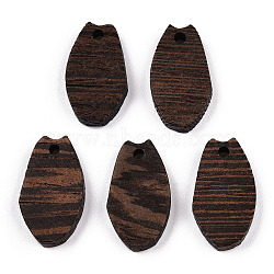 Natural Wenge Wood Pendants, Undyed, Gap Oval Charms, Coconut Brown, 22x12.5x3.5mm, Hole: 2mm(WOOD-T023-90)