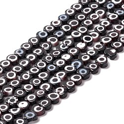 Handmade Evil Eye Lampwork Beads Strands, Heart, Coconut Brown, 5x6x2mm, Hole: 1mm, about 63~67pcs/strand, 12.60~12.99 inch(32~33cm)(LAMP-F023-A01)