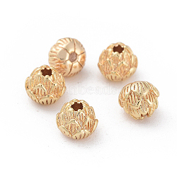 Brass Spacer Beads, Nickel Free, Real 18K Gold Plated, Flower, 6x5mm, Hole: 1.5mm(X-KK-Q735-121G)