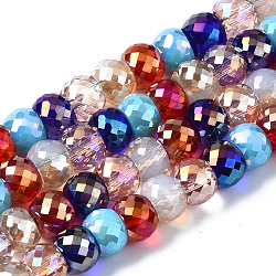 Electroplate Glass Beads Strands, AB Color Plated, Faceted, Round, Mixed Color, 8x6mm, Hole: 1.4mm, about 79pcs/strand, 18.50 inch(47cm)(X-EGLA-Q125-006)