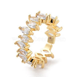 Brass with Cubic Zirconia Open Cuff Rings, Clear, Inner Diameter: 17.2mm(RJEW-B053-05)