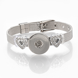 Alloy Rhinestone Snap Cord Bracelet Making, with Snap Buttons, Platinum, 8-7/8 inch(22.5cm), 8mm, Fit snap button in 5~6mm knob.(BJEW-S136-02)