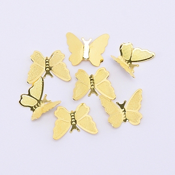 30D Alloy Cabochons, Nail Art Decoration Accessories for Women, Cadmium Free & Lead Free, Butterfly, Light Gold, 10x13x2.5mm