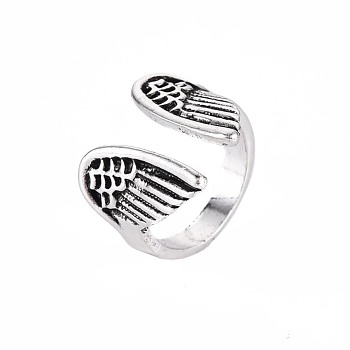 Vintage Wing Cuff Finger Rings for Women, Rack Plating Alloy Open Rings , Antique Silver, US Size 6 3/4(17mm)