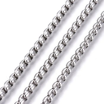 304 Stainless Steel Box Chains, Unwelded, Stainless Steel Color, 6mm, Link: 6x5x3.5mm